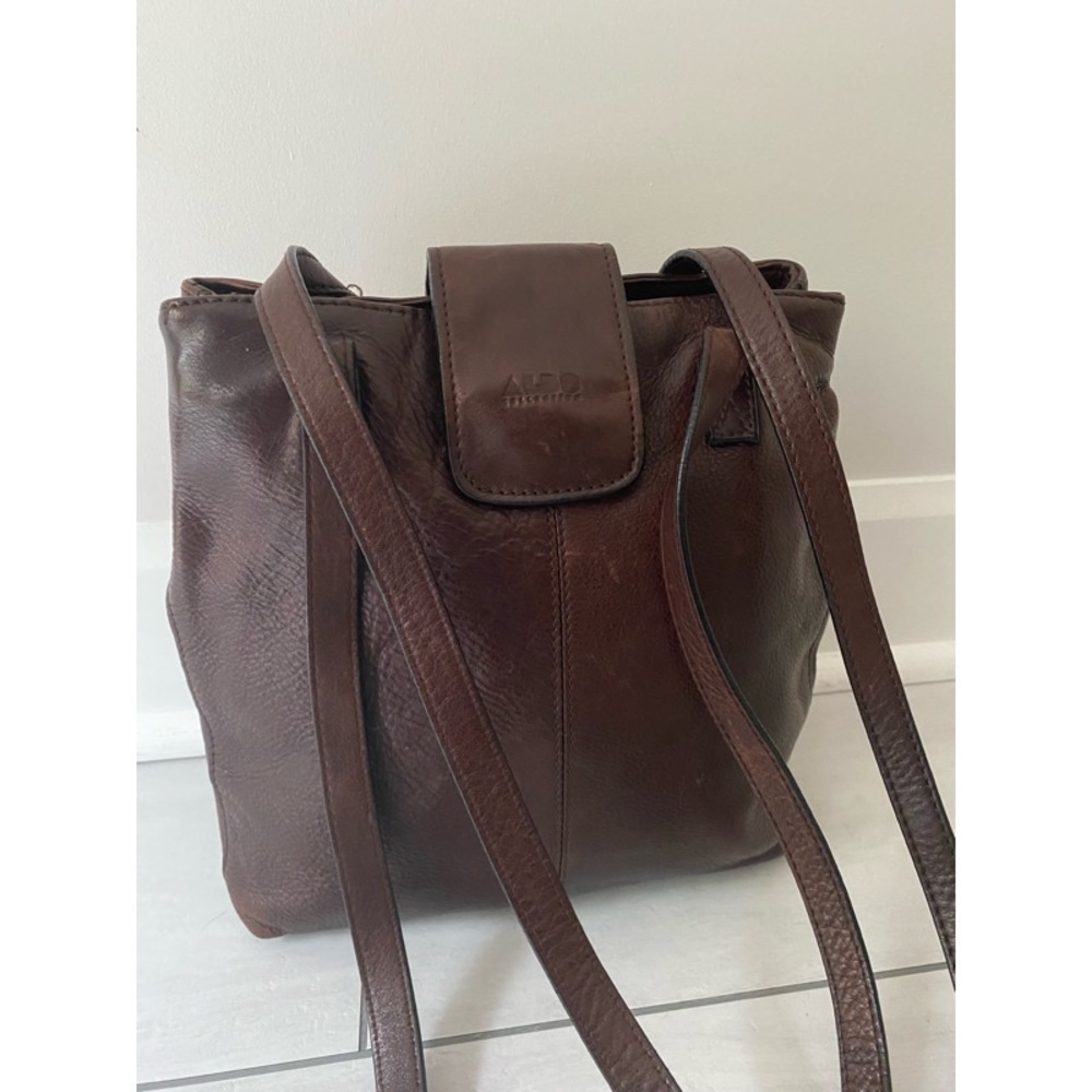 ALDO VINTAGE 90s genuine leather brown purse bag - Picture 3 of 15